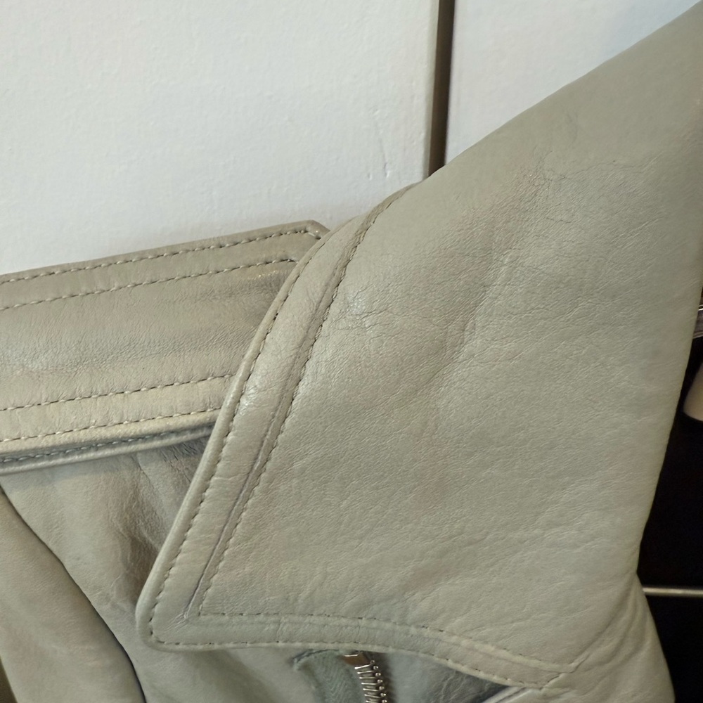 Balenciaga Leather Motorcycle Jacket Early 2000s Nicolas Ghesquière Gray Size 38 - Picture 10 of 11